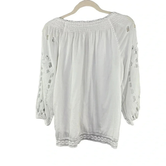 Michael Michael Kors White Eyelet Blouse Lined size Small Minimalist Classic - Picture 2 of 8